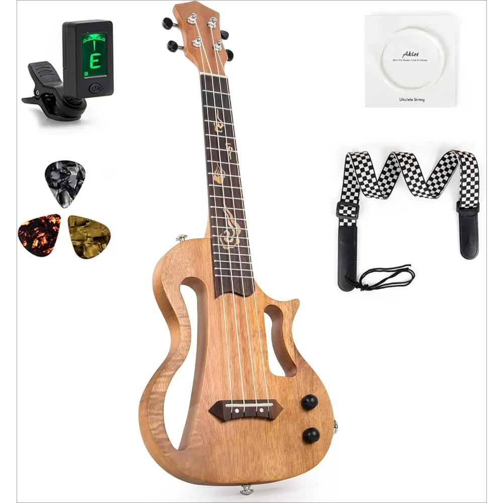 

Ukulele, 23 Inch Ukulele, Suitable for Beginners and Professionals To Practice or Perform, with AMP Output Italian Nylon Strings