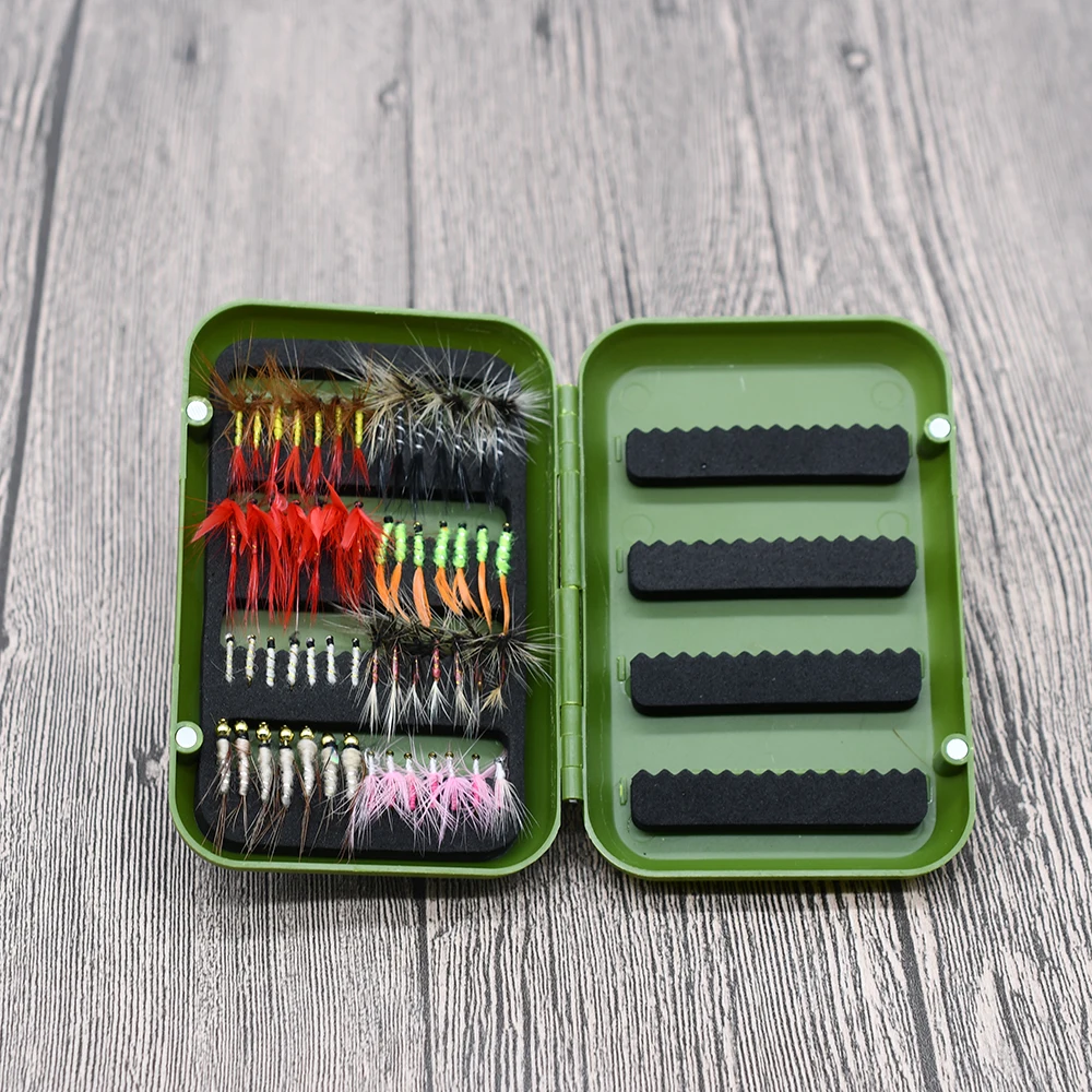 Topranc 40/56pcs Fly Fishing Kit with Box Assorted Dry/Wet Flies & Nymphs for Trout Bass