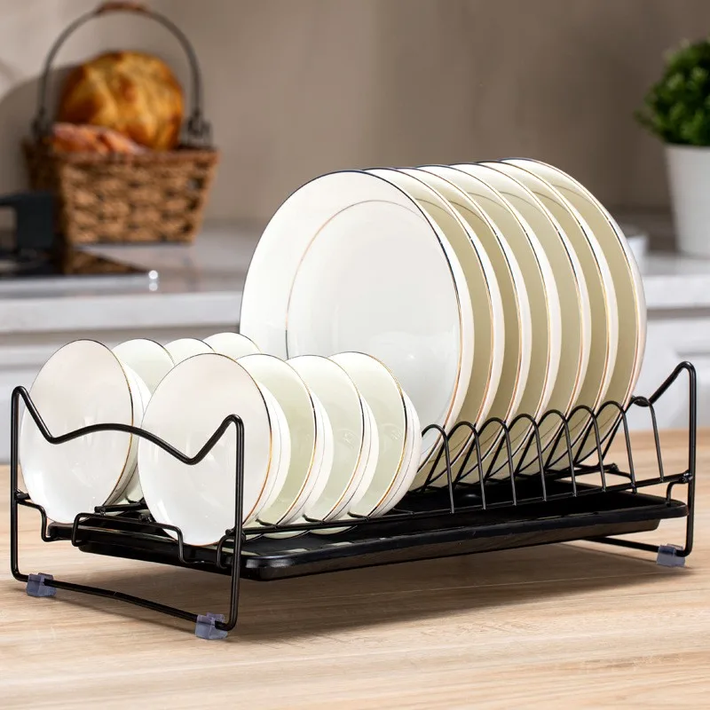 

Freestanding Kitchen Set 3 Tiers B Shape Organizer Rack Bowl Knife Dish Drying Rack Metal Kitchen Rack