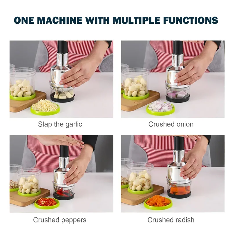 

Kitchen Manual Food Chopper Handheld Slap Press Chopper Mincer for Onions Garlic Nuts Efficient Garlic Onion Peeling Artifact