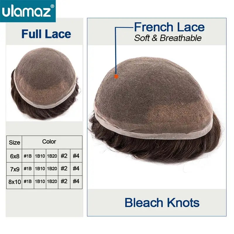 

Male Hair Prosthesis Full Lace Men's Wig Natural Wigs For Men Lace PU Man Hair System Wig Lace Front Toupee Men Wigs Human Hair