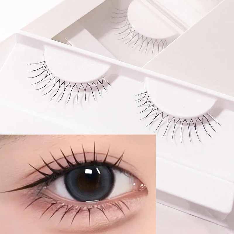 

3 Pairs Korean Style Girl Eyelash Kpop Manga False Eyelashes Transparent Stem Natural U-shaped Eyelash Extension Makeup Tools