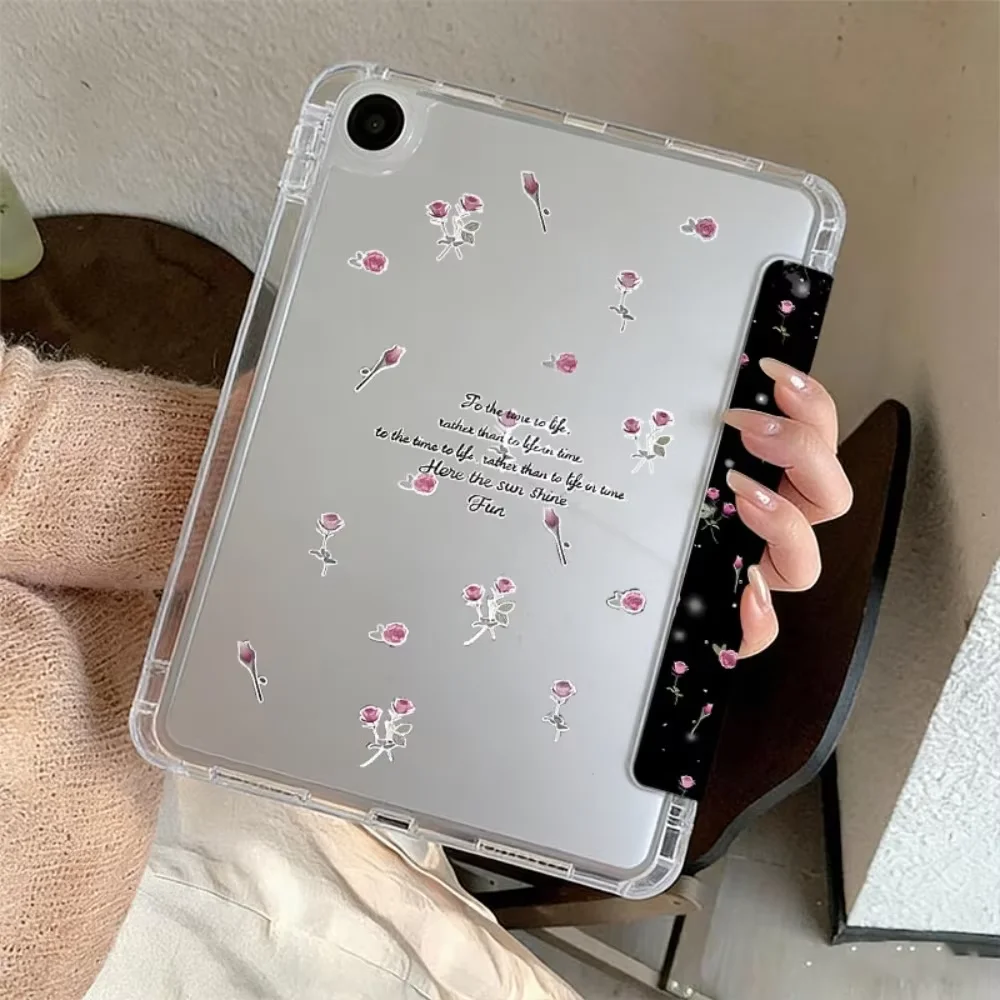Purple Floral Tablet Cover For iPad Pro 11 12.9 13 M4 M5 9.7 10.2 Air 456 Funda for Samsung Tab A8 A9 A11 S6 S7 S8 S9 S11 Cover
