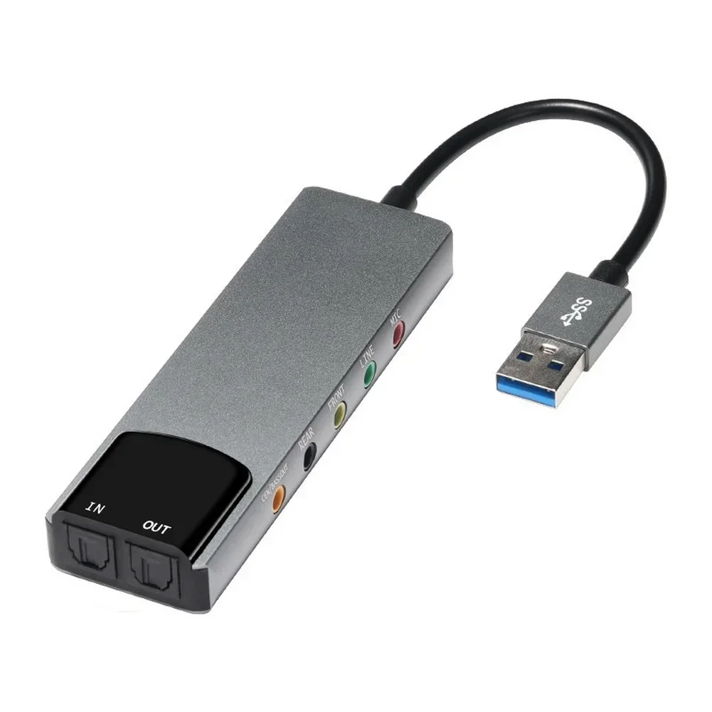 Portable Aluminum USB External Sound Card SPDIF Optical Fiber Output 5 1 Channel AC3 for DTS Compatible with OS