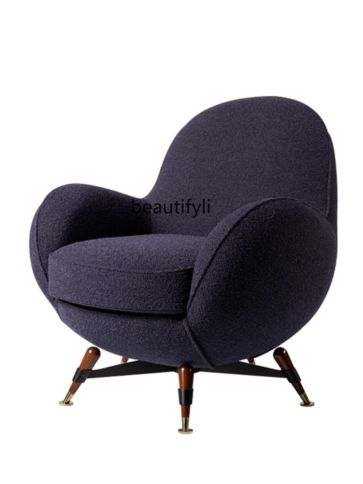 

Wooden Lounge Chair Living Room Armchair Armchair High-Grade Lambswool Fabric Sofa