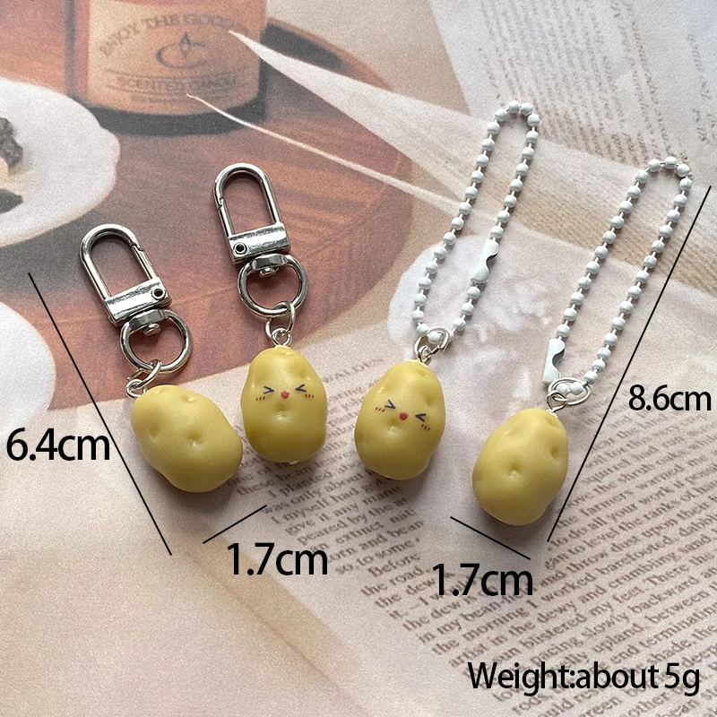 Creative Cute 3D Happy Potato Keychains Key Ring Women Men Resin Funny Lovely Mini Vegetable Pendant Bag Box Car Holder Jewelry