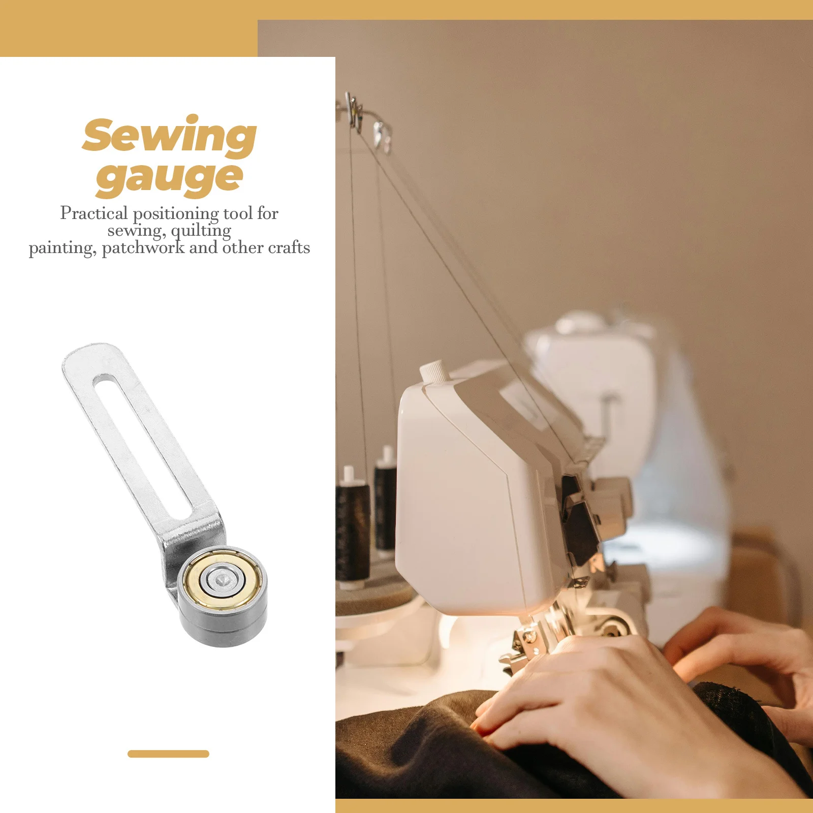 

Sewing Machine Positioning Gauge Dual Bearing Stainless Steel Seam Guide for Quilting and DIY Seam Guide for Sewing Machine