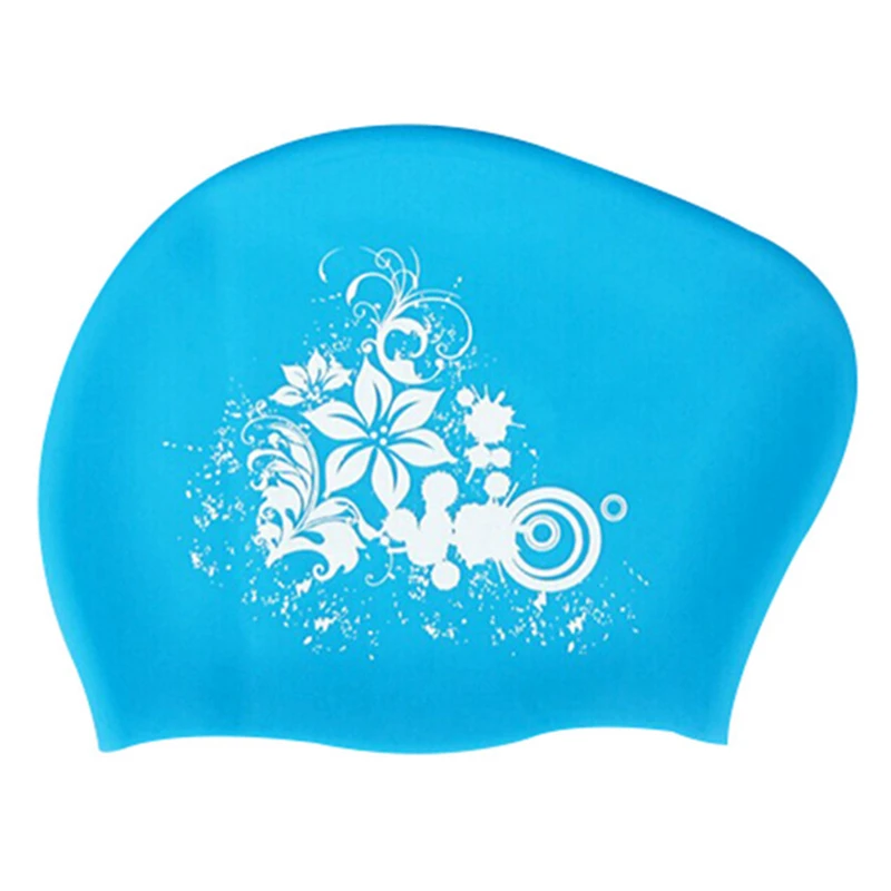 Cuffia da nuoto in Silicone floreale per copertura per capelli lunghi donna cappuccio da immersione impermeabile cappello elastico per la protezione