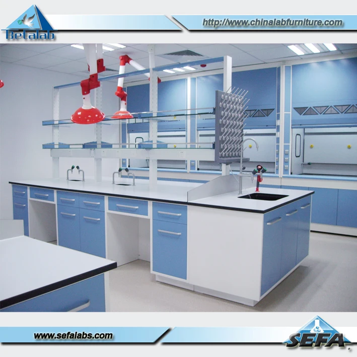 

Школьная деревянная мебель Лабораторная островная скамья с полкой