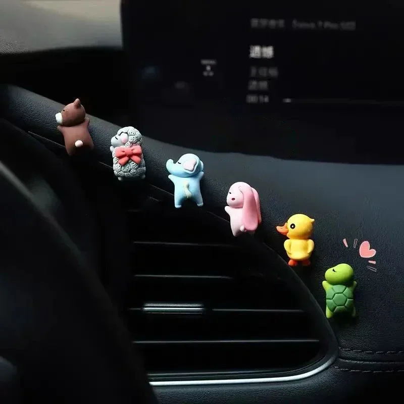 6pcs Cute Mini Ducks Car Interior Decoration Funny Cartoon Animal Auto Center Console Rearview Mirror Ornaments Car Accessories view 4