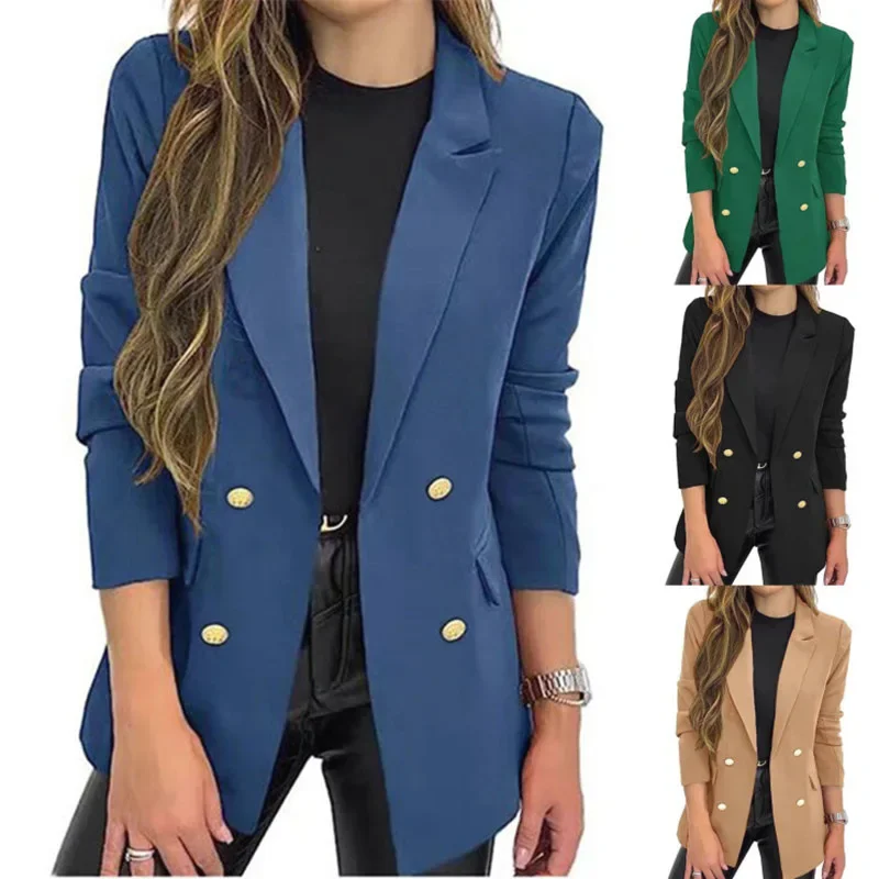 

Women's Fashion Blazer Eam Vestido Robe Jacket Women Office Clerk Outweawr Top Slim Double Breasted Coats Blazers for women