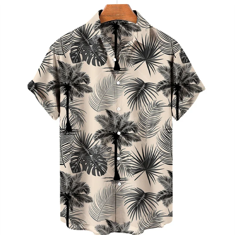 Men\'s Casual Hawaii Short Sleeve Shirt Coconut Tree Overfit Tropical Luxury Style Vacation Dazn Goth Camisa Floral Clothes Best