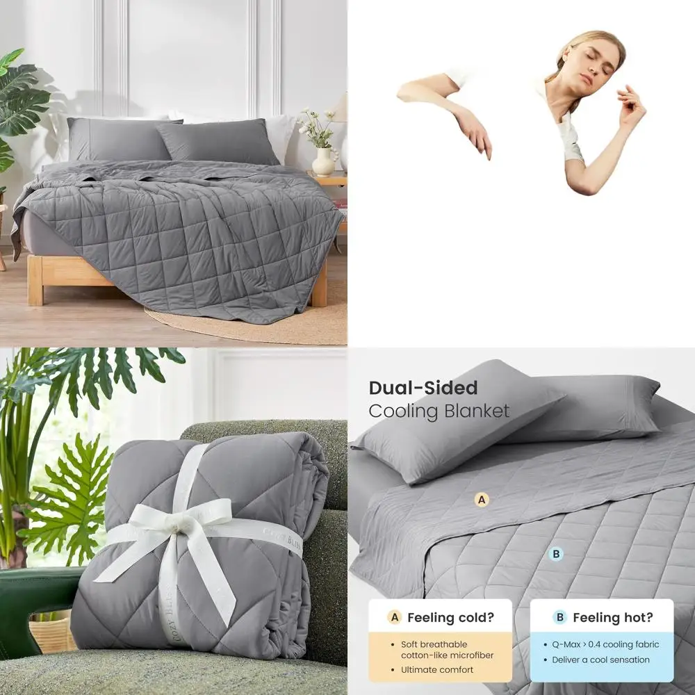 

King Size Cooling Blanket for Hot Sleepers, Ultra-Cool Breathable Blanket for Night Sweats Relief, Lightweight Glacial Grey Comf