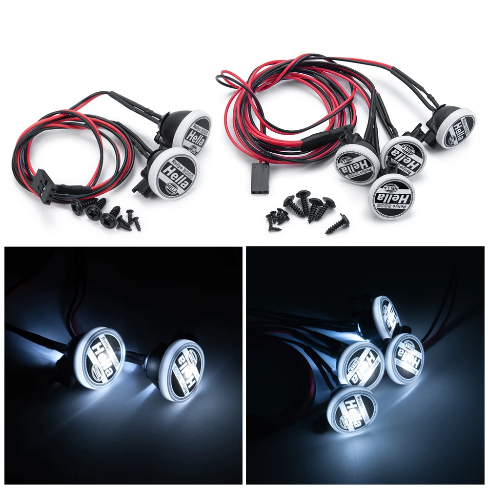 YEAHRUN-luces LED redondas de 2/4 piezas y cubierta para coche teledirigido TRX-4 Axial SCX10 Tamiya CC01 D90 TF2, piezas de coche 1/10