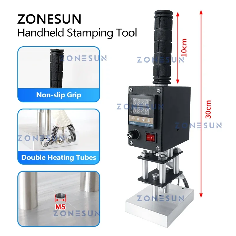 ZONESUN Handheld Hot Stamping Machine Heat Press Digital Leather Tool Paper Wood Custom Logo Foil Stamp ZS-HST1