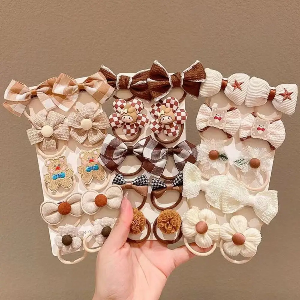 10Pcs High Quality Cute Hair Ropes Sweet Headwear Bow Hair Ties High Elastic Hair Accessories for Kids
