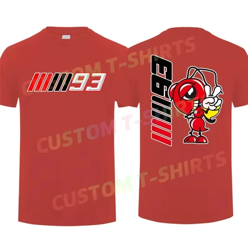 تي شيرت مارك صيفي 100% قطن للرجال كاجوال رقم. تي شيرت 93 Motor Marquezs جرافيك بأكمام قصيرة ملابس الشارع الرائعة