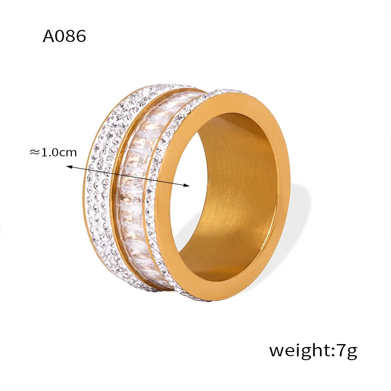 Fashion Stainless Steel Luxury Cubic Zirconia Wedding Rings for Women Gold Plated Waterproof Party Jewelry Wholesale