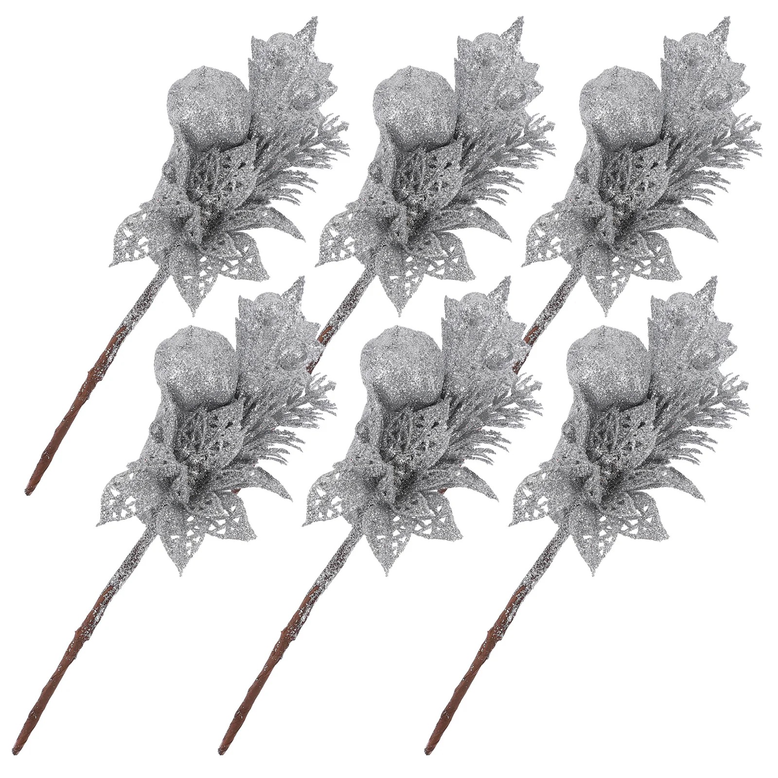 

6 Pcs Artificial Christmas Tree Decorations Vivid Leaves Reusable Long TermPlants Embellish Wreath Photo Props Living Room Mall