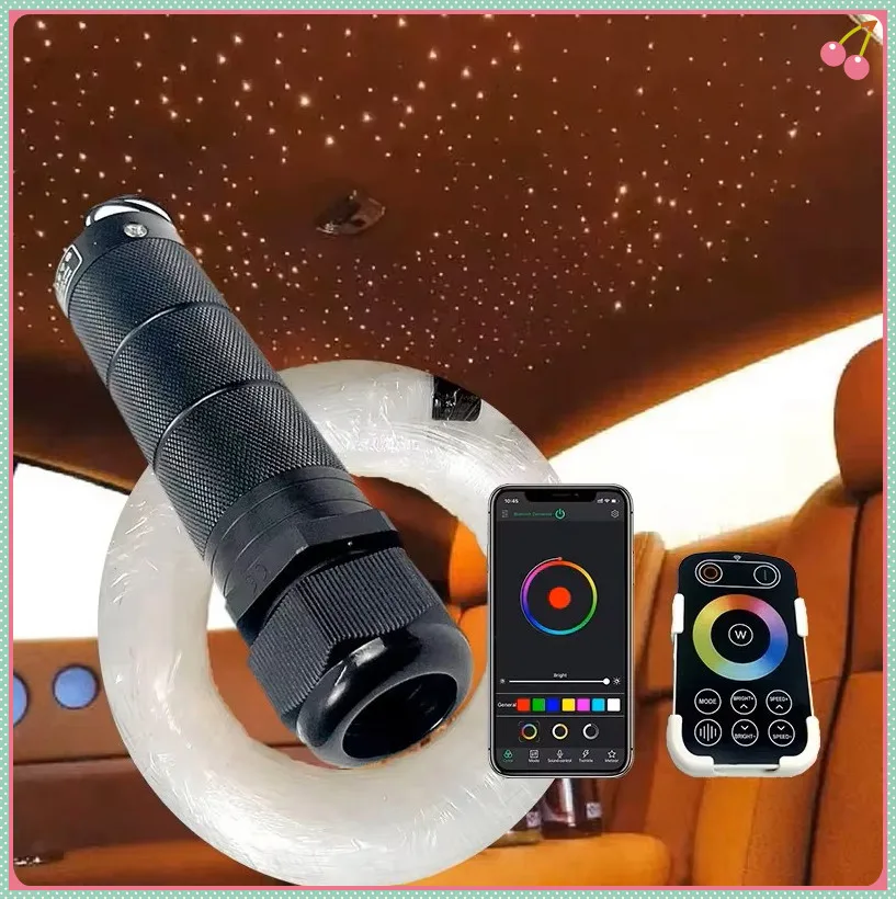 app fiber lamp SMALL 6W RGBW Car RooM Star Lights LED Optic star ceiling kits 3M Optical fiber RF control Mobile WP Bluetooth