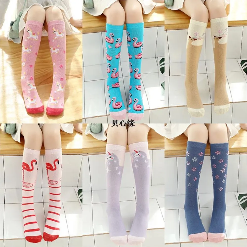 

Kids sokken Knee high flamingo Cartoon socks children for straight with wool knee-high stockings of the girls long sock