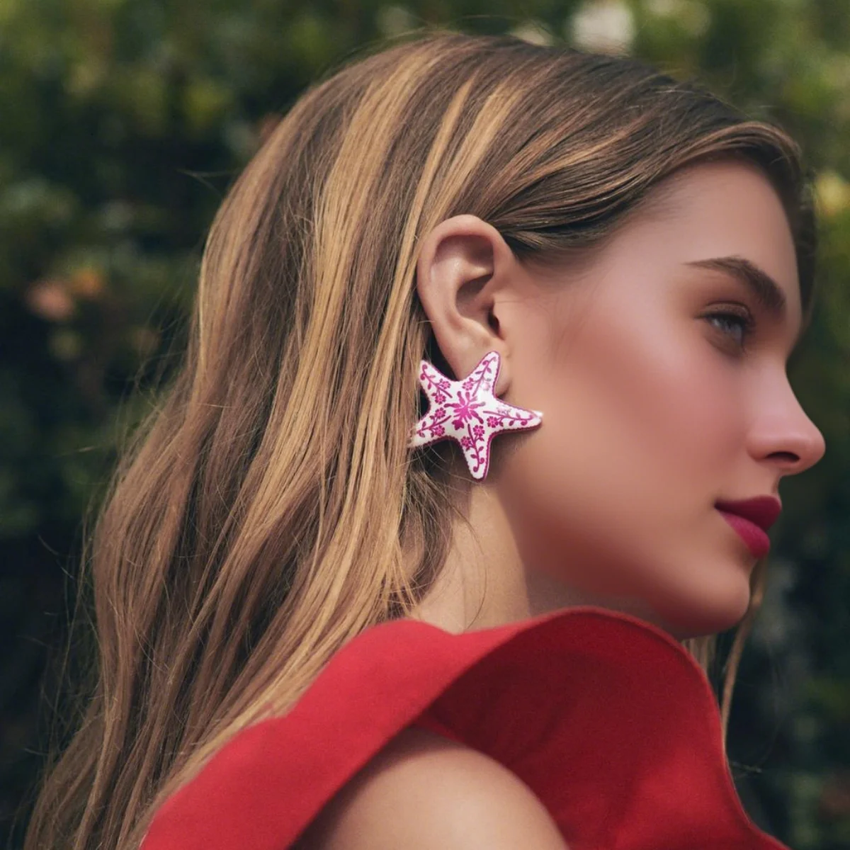 

Pink Starfish Stud Earrings For Women ZAA Trendy Colorful Metal Summer Holiday Beach Ocean Animal Charm Jewelry Match accessory