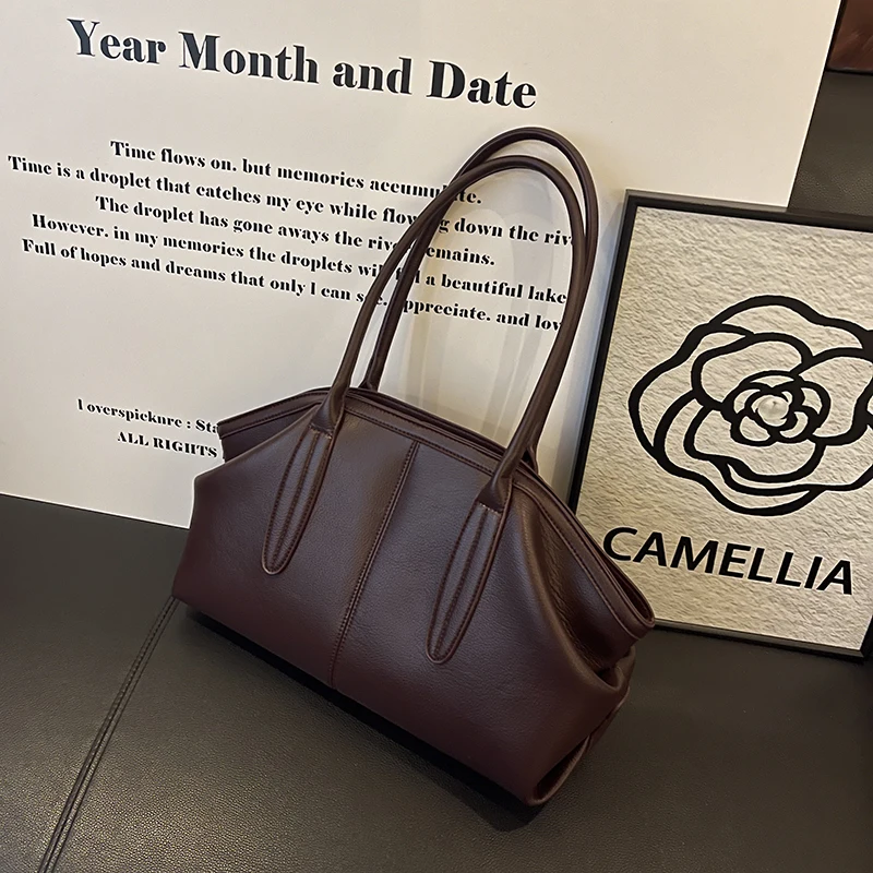 

Женская сумка через плечо в стиле ретро-минимализм, стеганая сумка из мягкой искусственной кожи, универсальная сумка-тоут большой вместимости для ежедневных поездок на работу