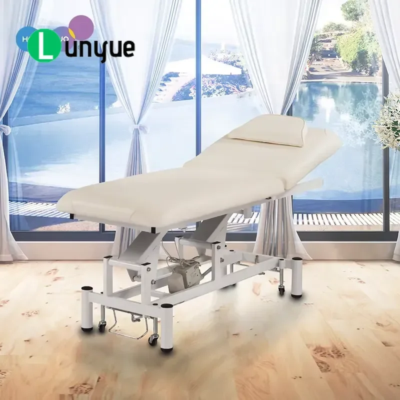 Portable Electric Full Body Massage Table with Wheels Modern Design for Gym Beauty Spa Foldable Adjustable Bed with