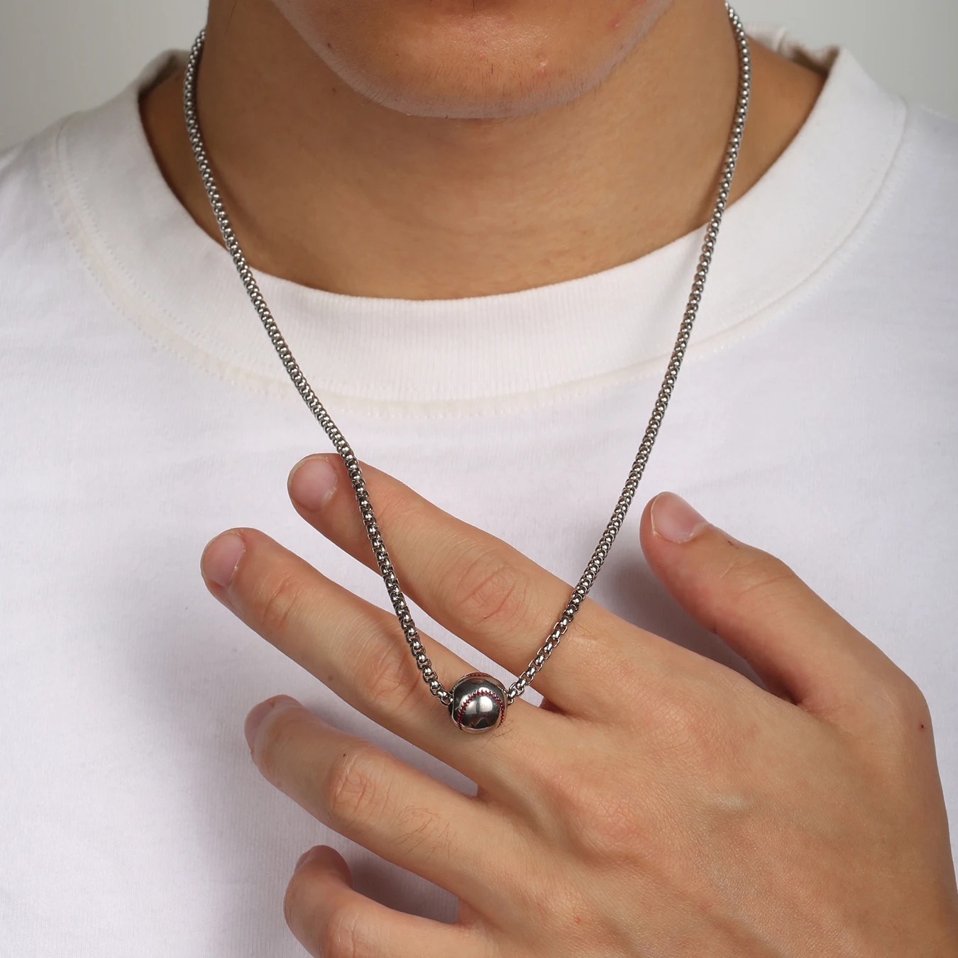 1PC Collar Hombre Male Stainless Steel Necklace Man Baseball Necklaces for Men Baseball Accessories Collier Homme