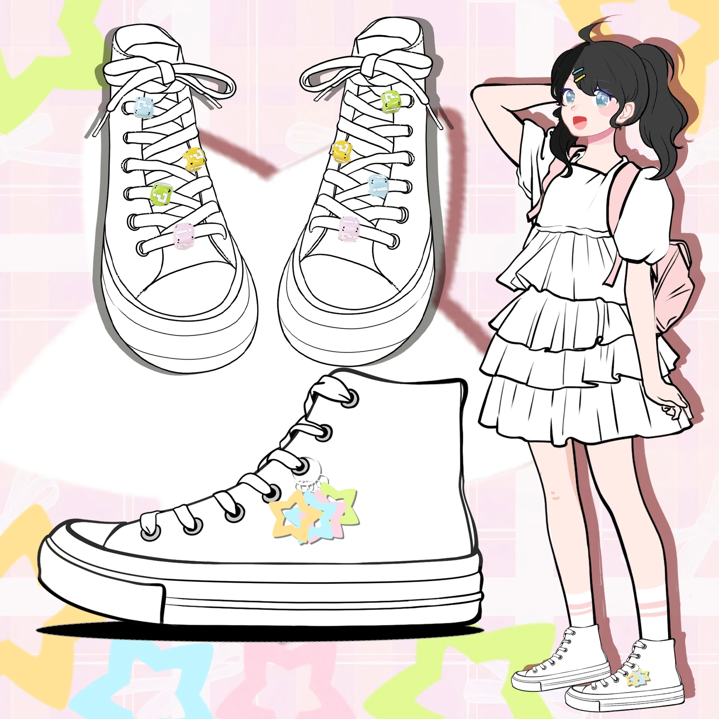 

Amy and Michael 2026 Summer Original Design Fashion Women White Casual Sneakers Lovely Girls Students High Top Canvas Shoes