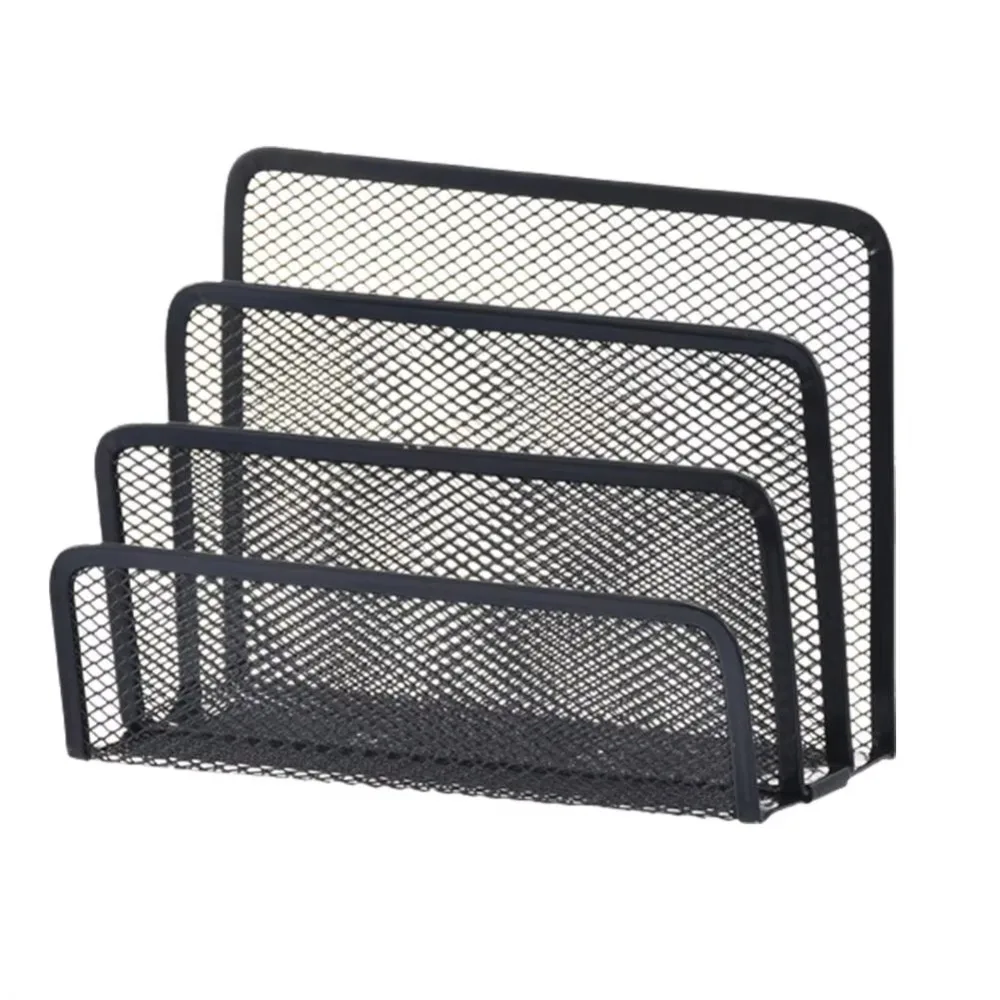 

Three-layer Office Supplies Storage Rack Metal Save Space Mesh Desk Organizer Multifunctional with Pen Holder