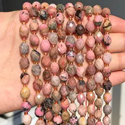 8x7mm AAA Faceted Oval Stone Beads Natural Lace Rhodonite Spacer Bead For Jewelry Making Diy Bracelet Necklace Accessories 7.5''
