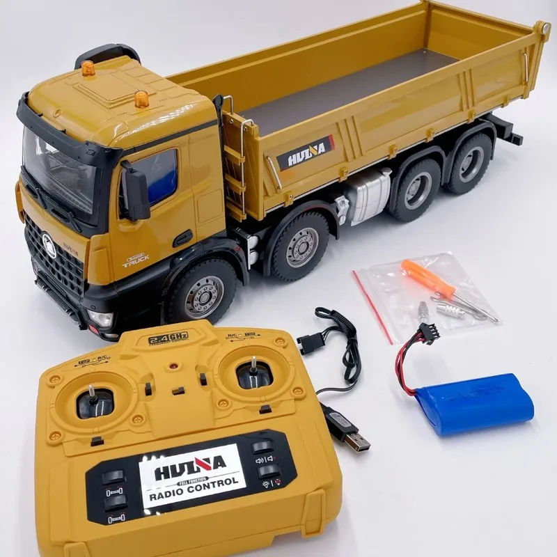 Huina 1536/1538 Remote Control Dump Truck 1 ：14 Large Size 26 Channel 8 Wheel Heavy Duty Construction Engineering Vehicle Model
