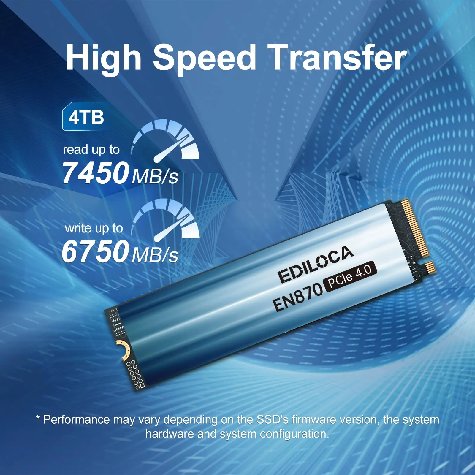 Ediloca EN870 SSD 7400MB/s NVMe M.2 2280 SSD PCIe Gen4.0x4 Internal Solid State Drive PS5 Dynamic SLC Cache for Gaming PC Laptop