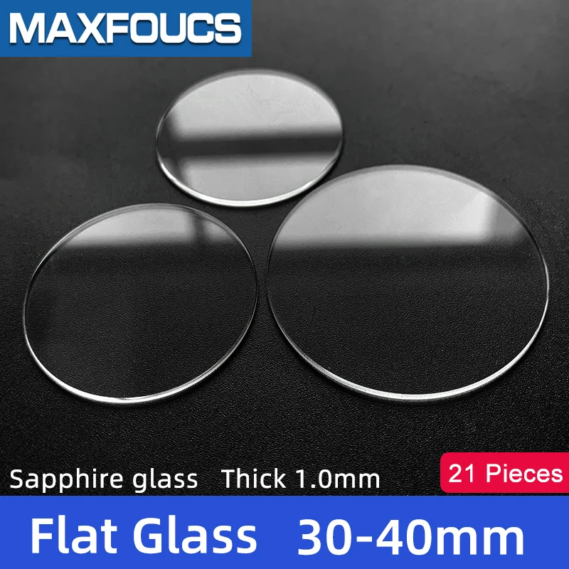 

21pcs 30mm-40mm Flat Sapphire Crystal Anti-Scratch Smooth Round Transparent 31.5mm 33mm 35mm 36mm 37.5mm 38.5mm 39mm Watch Glass