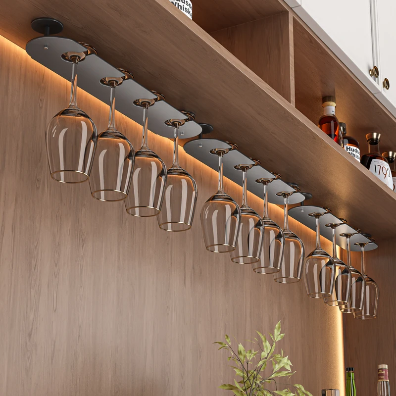 

Ele Wine Glass Ra Holder Hanging Upside down Metal Single Row Storage for Home Use Classic Sle Beverage Organizer