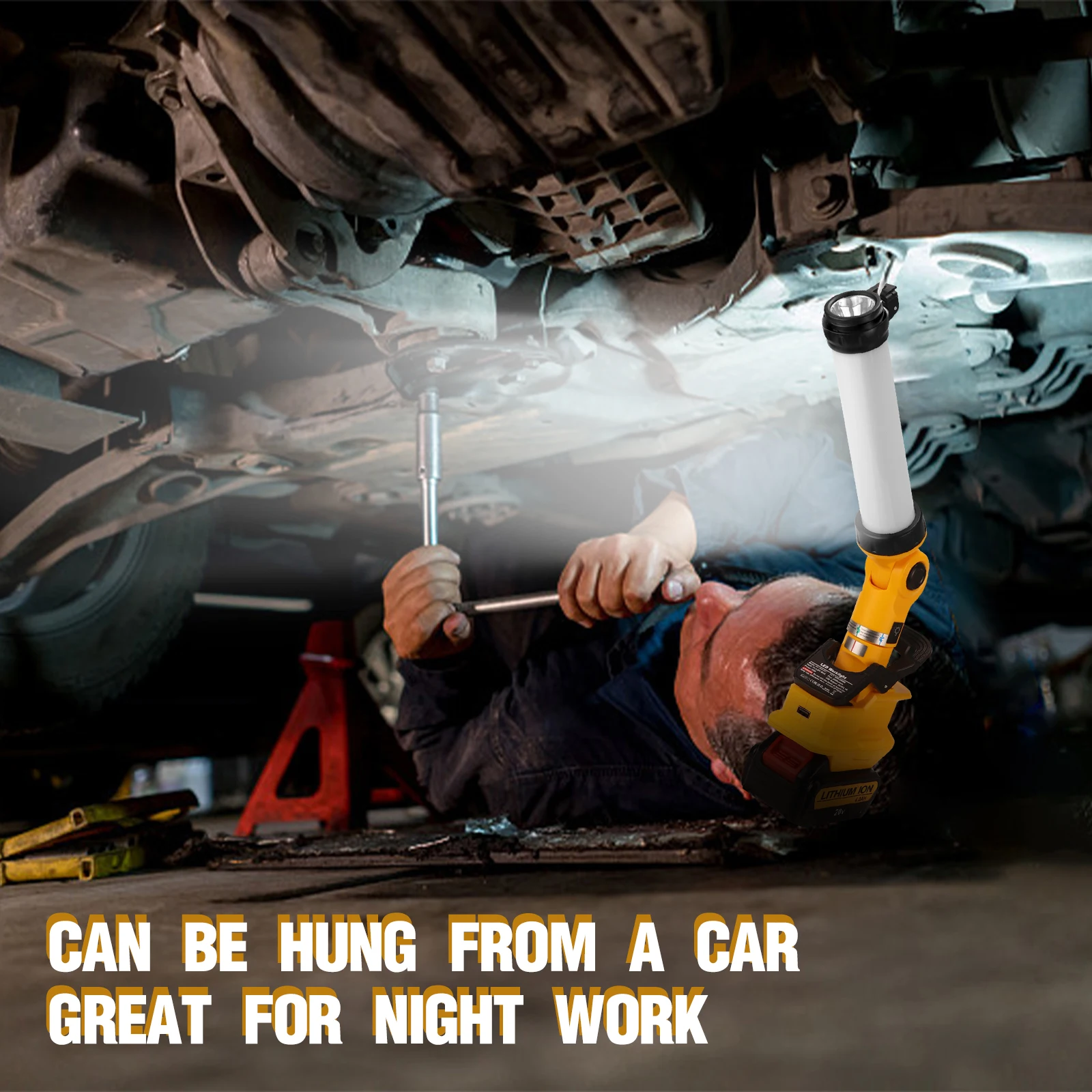 Luz LED de trabajo inalámbrica para Dewalt, linterna con batería de iones de litio, DCB203, DCB204, DCB206, DCB205-2, DCB204-2, 26W14.4V-20V, 2000LM