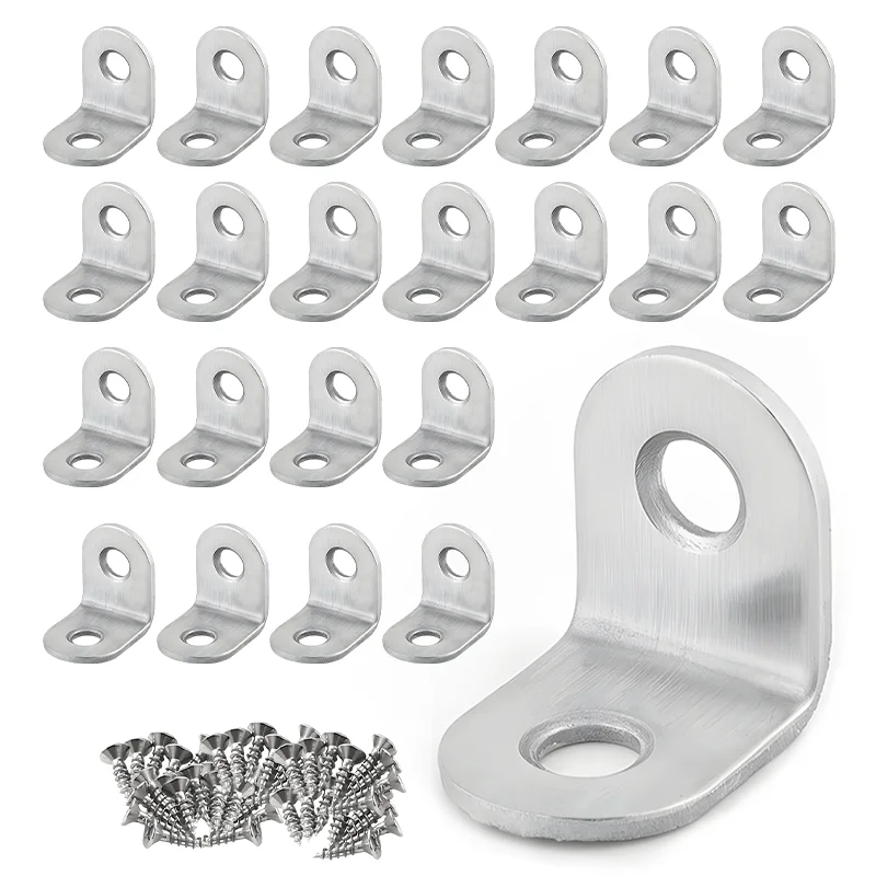 Stainless Steel L Brackets - 40Pcs Small Right Angle with 80pcs Screws Corner Brace for Shelves, Wood Furniture, Chair, Drawer