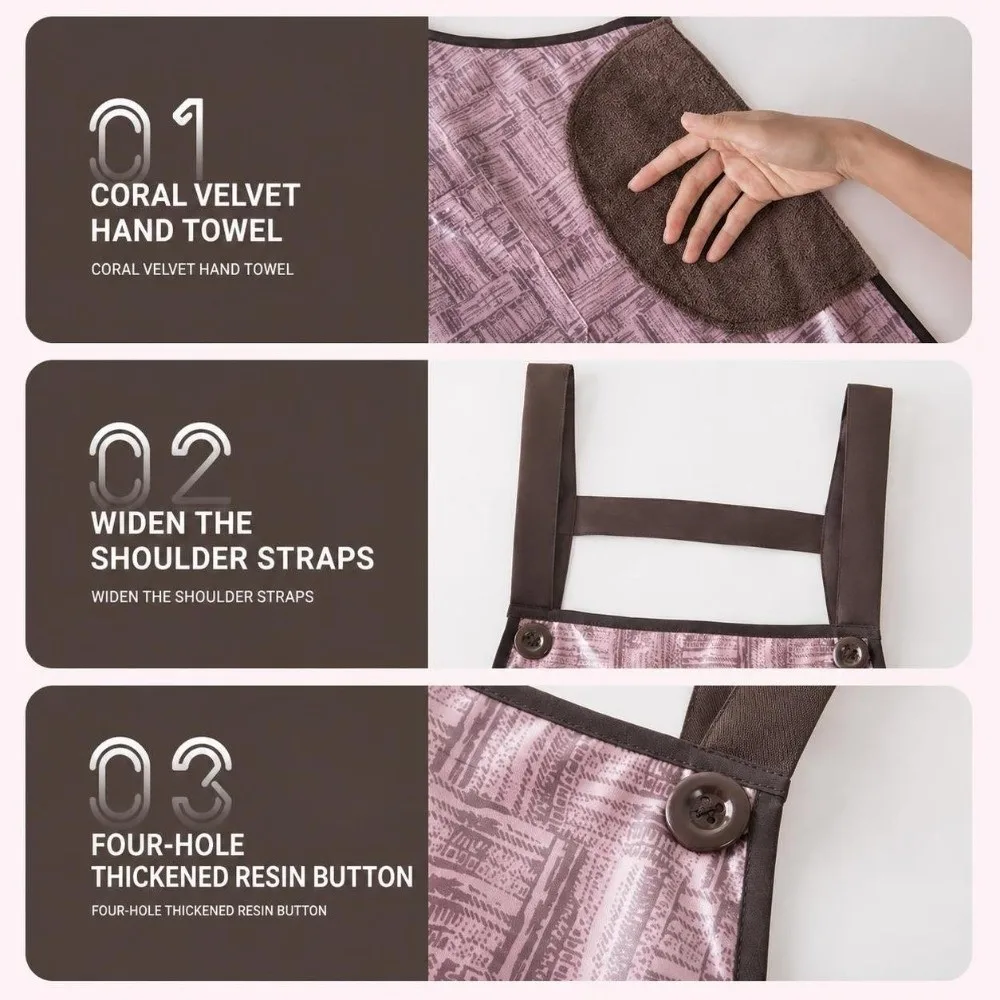 New Oil-Resistant Waterproof Apron Anti-Dirt with Wipe Hands Towel Adjustable Bib Apron Work Apron for Cooking Baking