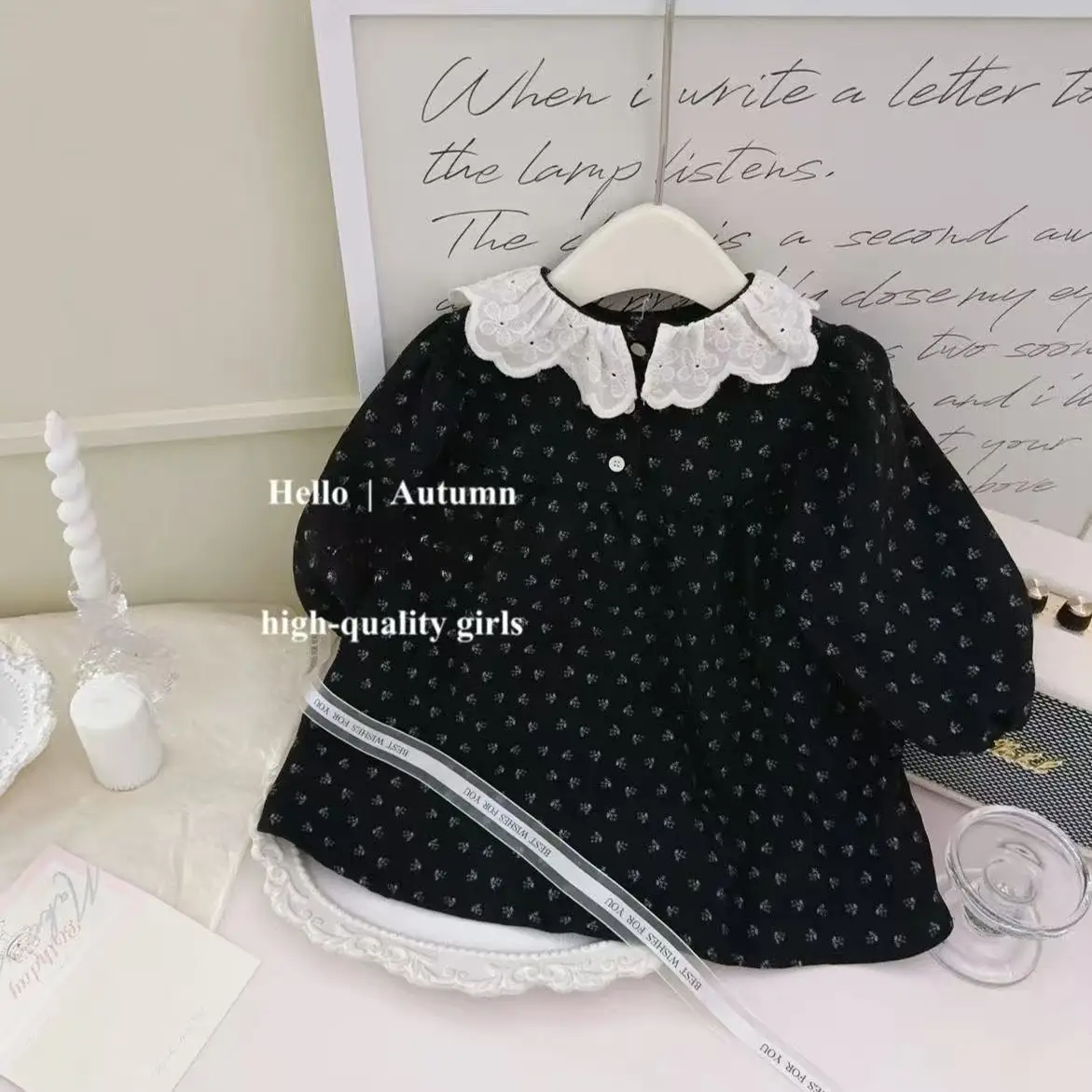 

Spring and Autumn Baby Girls' Dress 2026 New Cute Floral Lace Round Neck Long Sleeve Princess Dress 80-120cm