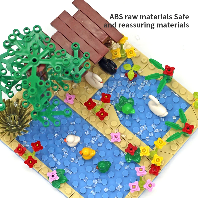 MOC 農場の動物、木、植物、ビルディングブロックのおもちゃ、鶏小屋ブロックのおもちゃ、子供向けギフト、野菜、果物、レンガパーツ付き