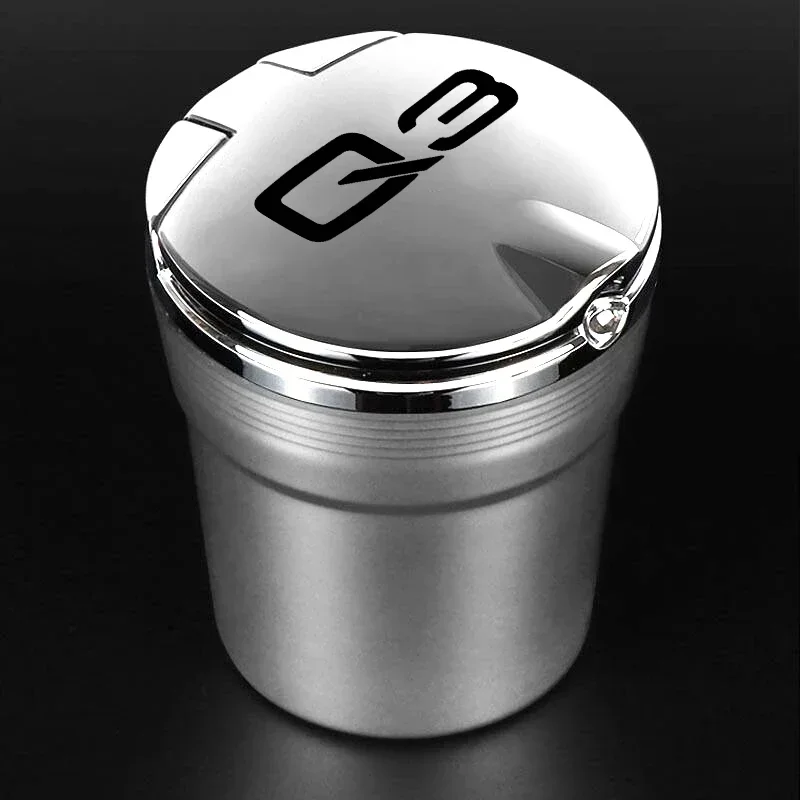 For Audi Q3 Q7 A6 A7 Q8 A4 D5 Auto Accessories With Led Lights car Logo Creative Personality ashtray Creative cigarette dustbin