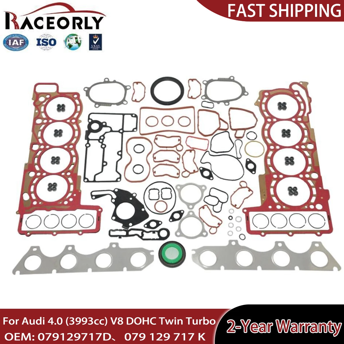 RACEORLY Engine Rebuild Gasket Kit For Audi S6 S7 S8 RS6 RS7 2013-18 4.0 V8 TFSI