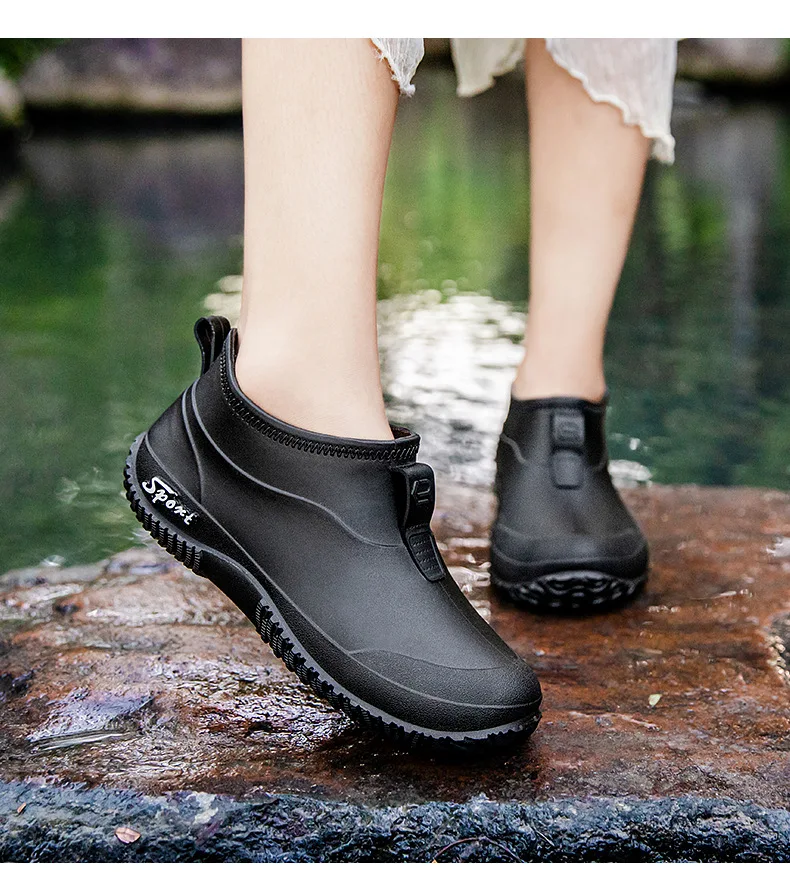 2026 New Low Cut Women's Rain Boots Slip on Anti Slip Walking Shoes Travel Versatile Mountain Climbing Water Proof Shoes