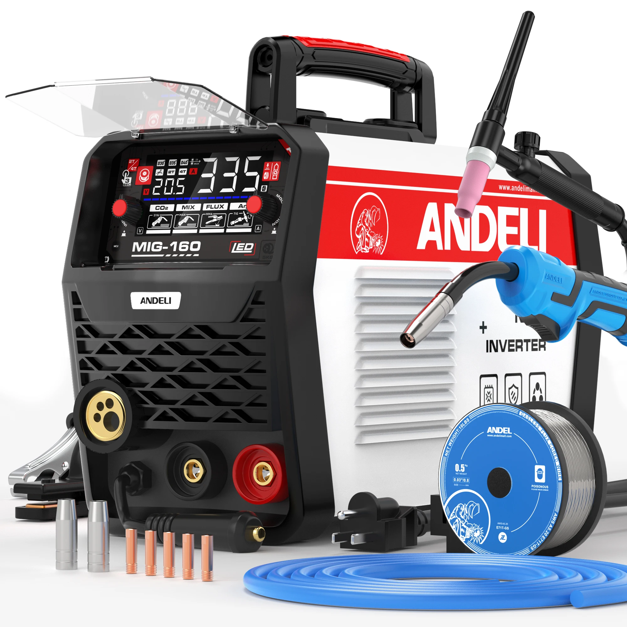 

Новое поступление 2023 года, 4 в 1 MG Flux MG, подъемный вольфрамовый аргонодуговый сварочный стержень MG 160, 220 В, 5 кг, провод