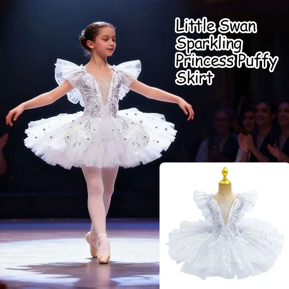 

Модное детское балетное платье с блестками, современная одежда цвета шампанского, праздничное платье, белое платье принцессы, детское платье