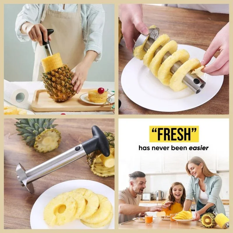Taglierina per ananas Affettatrice per ananas in acciaio inossidabile Estrattore per ananas Pelapatate Separatore di nucleo Pelapatate rotativo a spirale