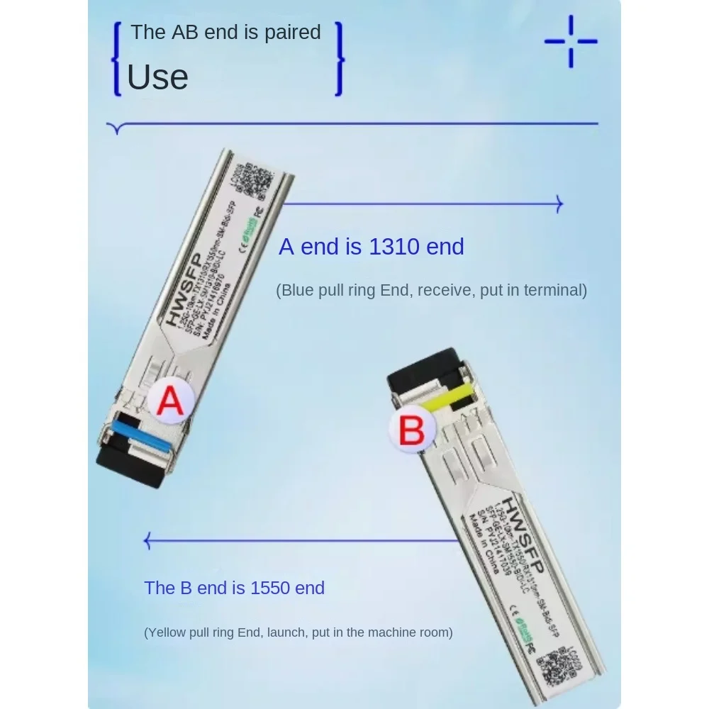 HWSFP1.25G15km กิกะบิตโมดูลใยแก้วนำแสงโหมดเดี่ยวโมดูลปลาย AB SFP-GE-LX-SM1310คู่/1550-BIDI เข้ากันได้กับ H3C หัวเว่ย