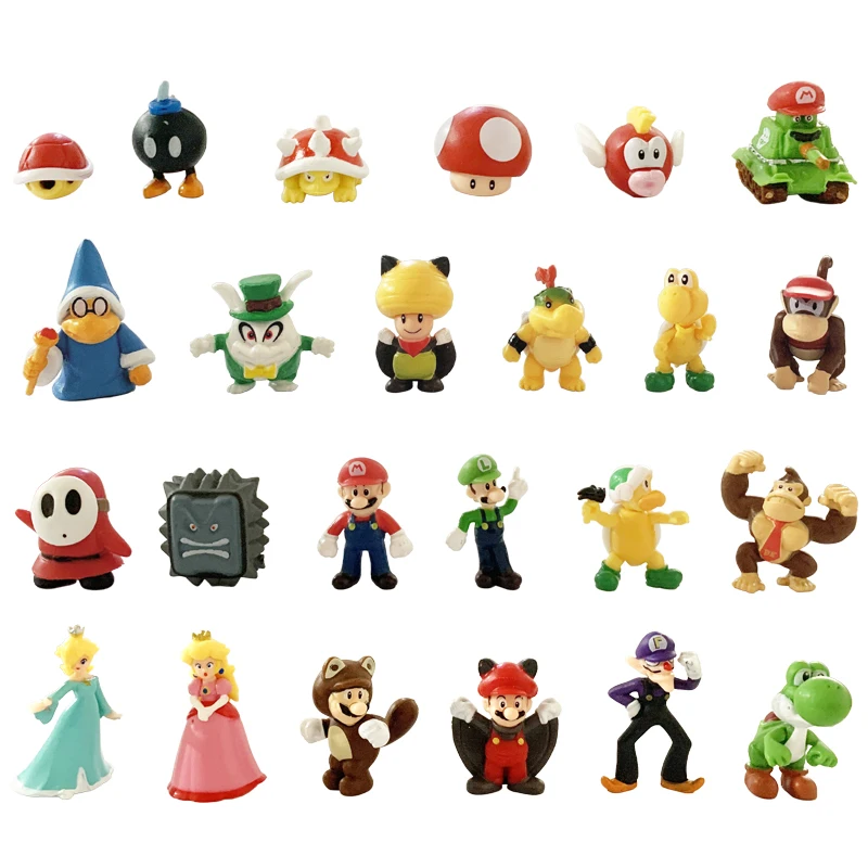 Super Mario Bros PVC figurines modèle jouets 2-8CM mignon Mini Anime Figure 18/48 pièces ensemble avec sac de rangement cadeau d'anniversaire pour les enfants