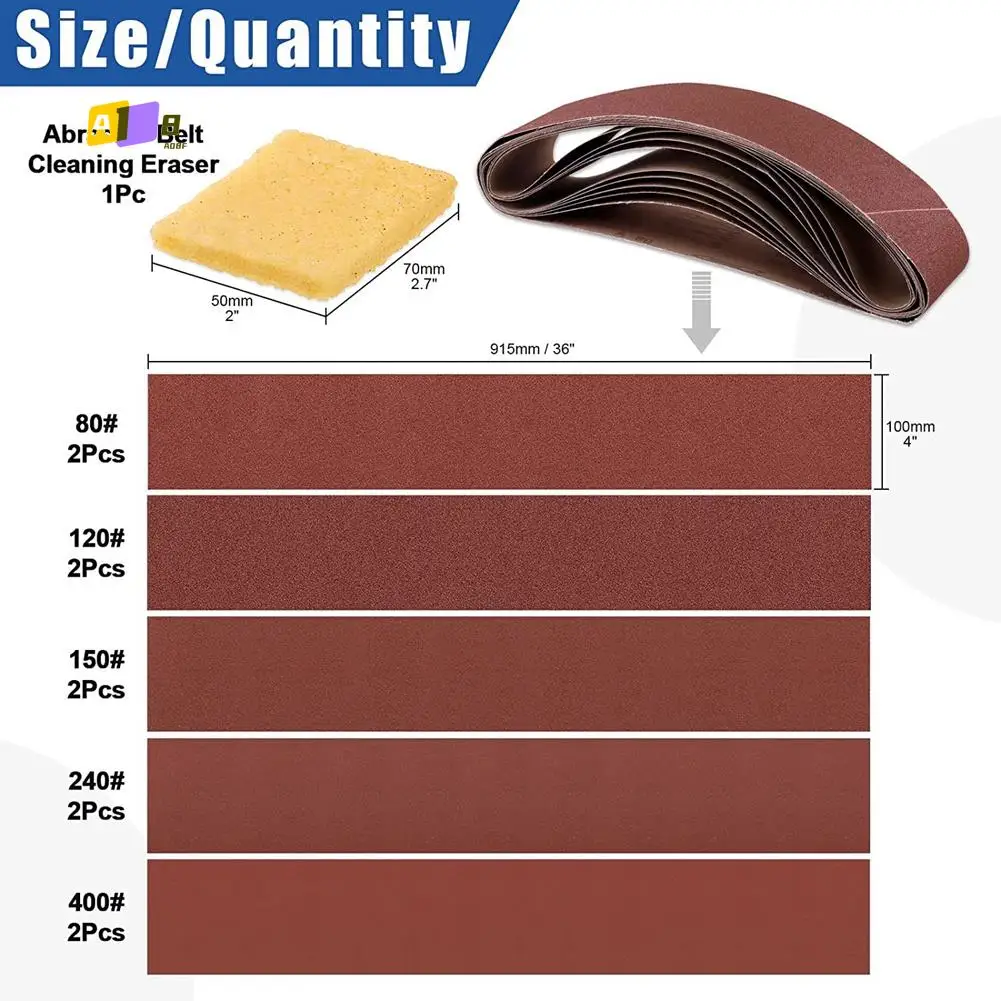 

A08F-23Pcs Sanding Belts And Sanding Discs Set Including 4 X 36 Inch And Grits Self Adhesive No-Hole Sticky Sanding Discs